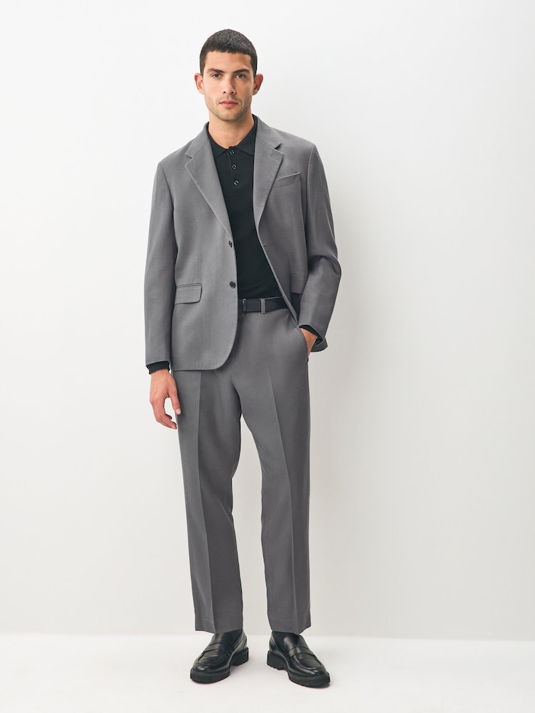 Grey Relaxed Fit Suit Lyocell Suit Trousers - Image 2 of 9