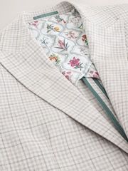 Grey Linen Blend Check Tailored Suit Jacket - Image 2 of 5
