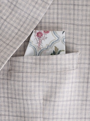 Grey Linen Blend Check Tailored Suit Jacket - Image 4 of 5