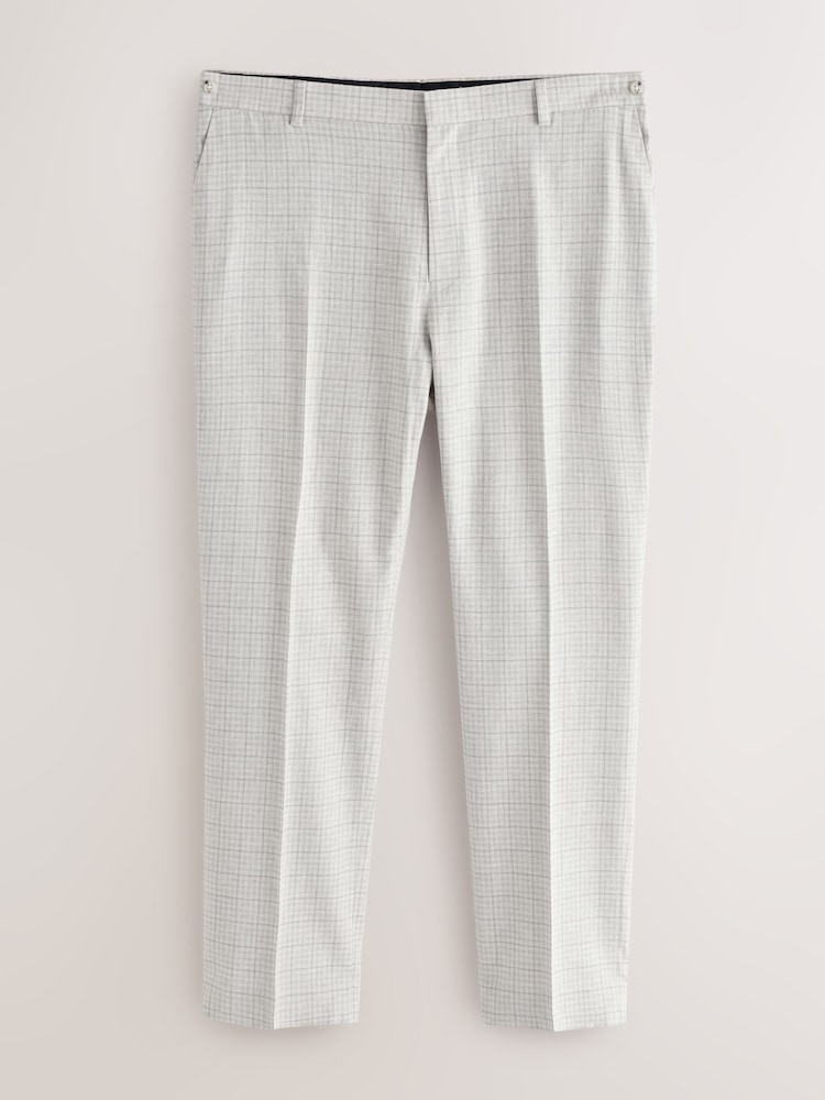 Gris - Linen Blend Check Tailored Suit Trousers - Imagen 1 de 7