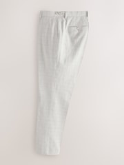 Gris - Linen Blend Check Tailored Suit Trousers - Imagen 2 de 7