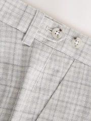 Gris - Linen Blend Check Tailored Suit Trousers - Imagen 4 de 7