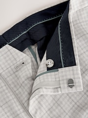 Gris - Linen Blend Check Tailored Suit Trousers - Imagen 5 de 7