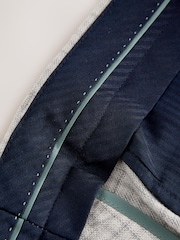 Gris - Linen Blend Check Tailored Suit Trousers - Imagen 6 de 7