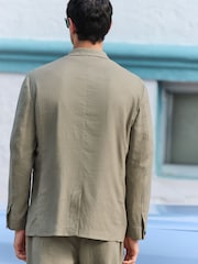 Green Relaxed Fit Linen Blend Suit Jacket - Image 4 of 10