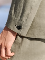 Green Relaxed Fit Linen Blend Suit Jacket - Image 5 of 10