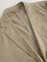 Green Relaxed Fit Linen Blend Suit Jacket - Image 8 of 10