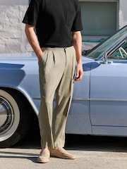 Verde - Relaxed Fit Linen Suit Trousers - Imagen 1 de 10