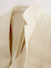 Нейтральный - Relaxed Fit Textured Stripe Double Breasted Suit Jacket - Изображение 11 из 11