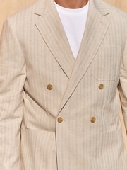 Нейтральный - Relaxed Fit Textured Stripe Double Breasted Suit Jacket - Изображение 5 из 11