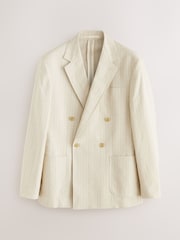 Нейтральный - Relaxed Fit Textured Stripe Double Breasted Suit Jacket - Изображение 7 из 11