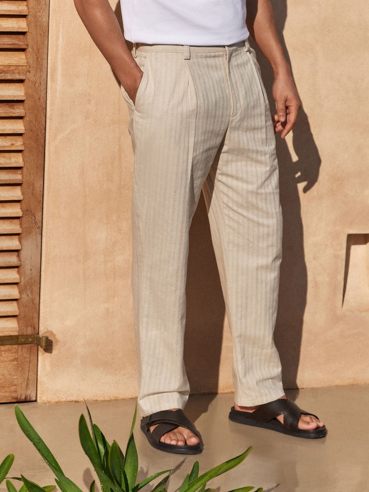 Neutro - Relaxed Fit Textured Stripe Suit Trousers - Imagem 1 de 9