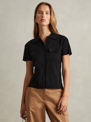 Черный - Поло из трикотажа Reiss Mimo - Image 1 of 5