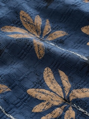Blue 100% Cotton Palm Printed Short Sleeve Shirt - Image 7 of 8
