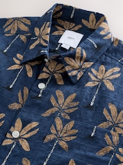 Blue 100% Cotton Palm Printed Short Sleeve Shirt - Image 8 of 8
