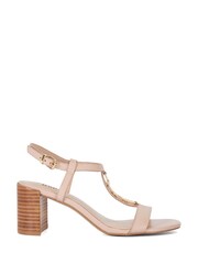 Dune London Pink Justify Chain Detail Block Heel Sandals - Image 2 of 6
