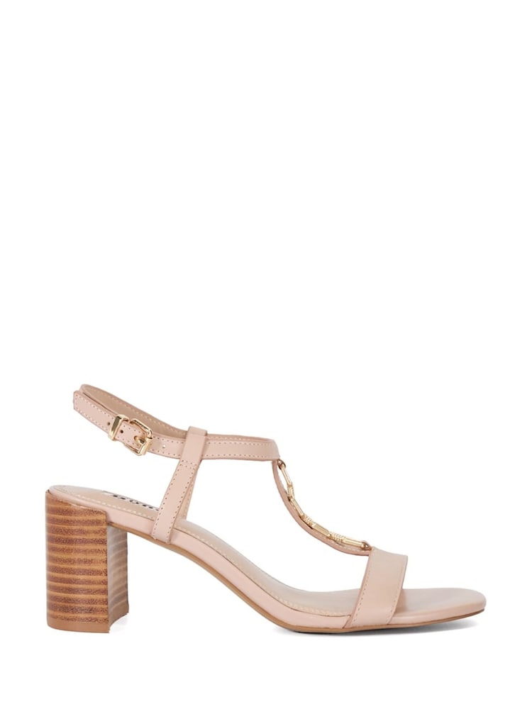 Dune London Pink Justify Chain Detail Block Heel Sandals - Image 2 of 6