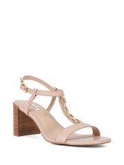 Dune London Pink Justify Chain Detail Block Heel Sandals - Image 3 of 6