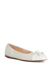 Dune London White Standard Fit Highest Flexible Sole Contrast Leather Ballerina Flats - Image 2 of 4