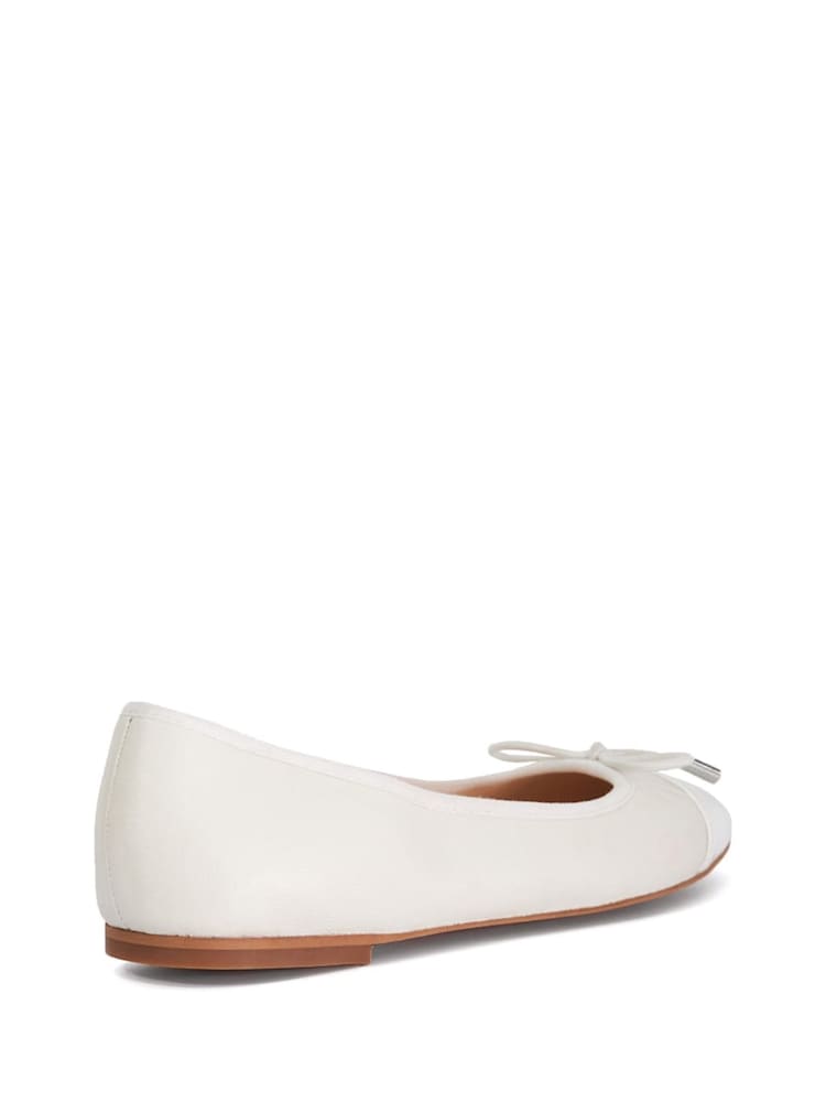 Dune London White Standard Fit Highest Flexible Sole Contrast Leather Ballerina Flats - Image 3 of 4