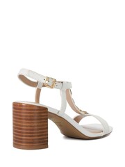 Dune London White Justify Chain Detail Block Heel Sandals - Image 4 of 6