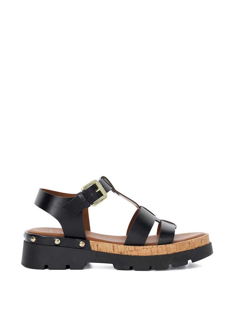 Dune London Black Laplin T Bar Gladiator Sandals - Image 2 of 5