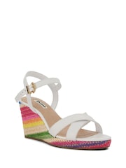 Dune London White Kyrin Rainbow Wedge Sandals - Image 3 of 4
