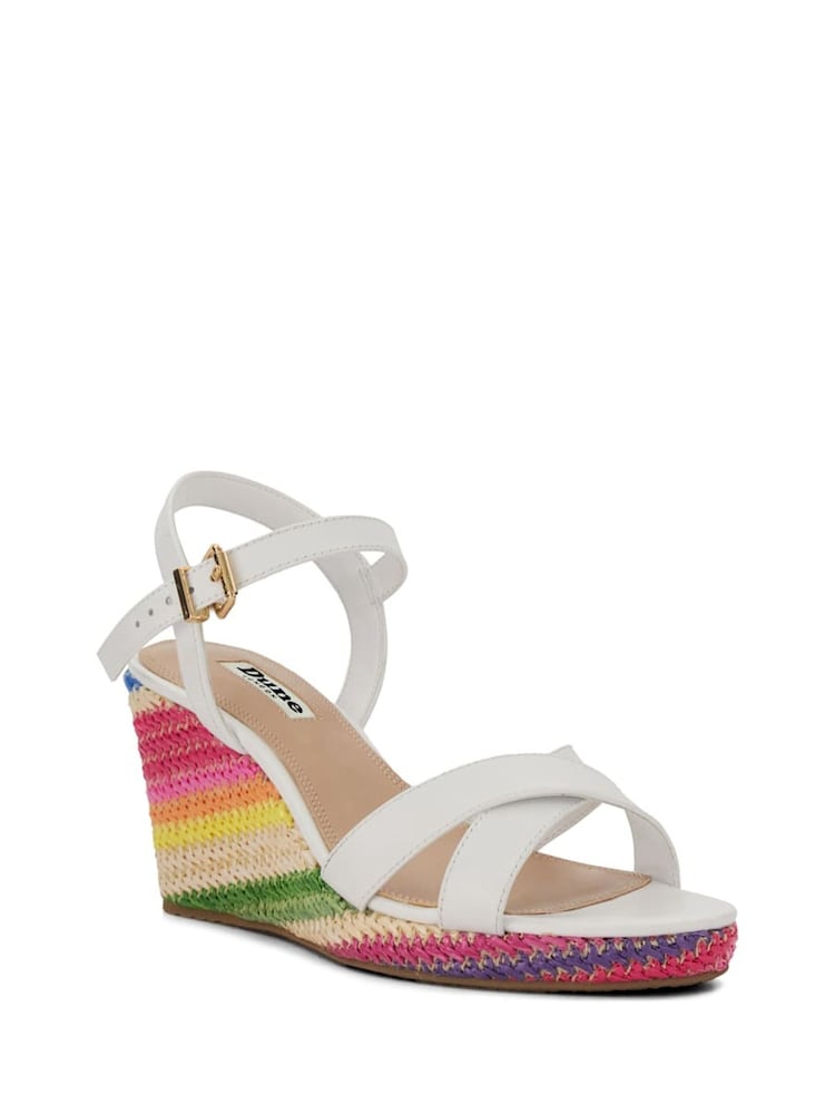 Dune London White Kyrin Rainbow Wedge Sandals - Image 3 of 4