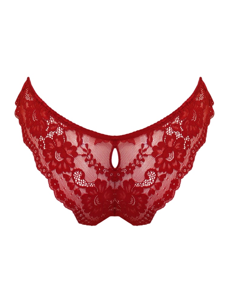 Pour Moi Red Brazilian Fleur Cheeky V-Shaped Briefs - Image 4 of 4
