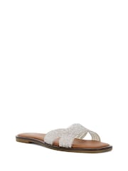 Dune London Silver Lexxo Embellished Pattern Sandals - Image 2 of 6