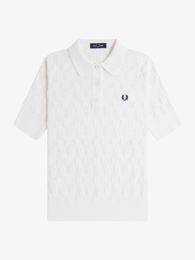 Fred Perry Textured Open-Knit Polo Shirt - Image 1 of 2