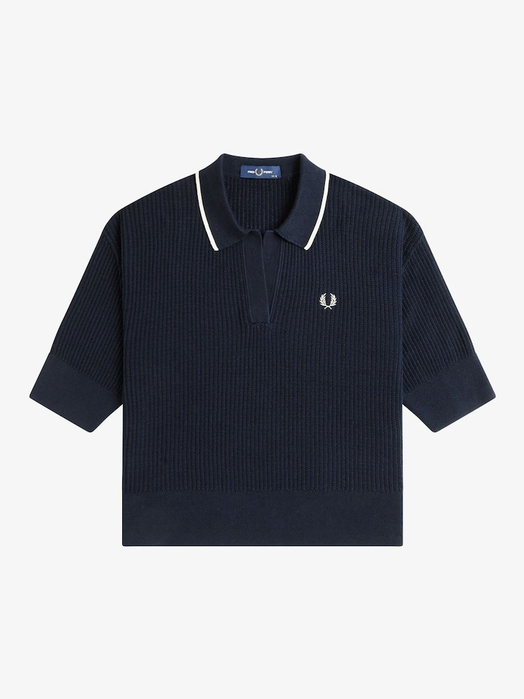 Fred Perry Open-Collar Mesh Knit-Shirt - Image 1 of 2