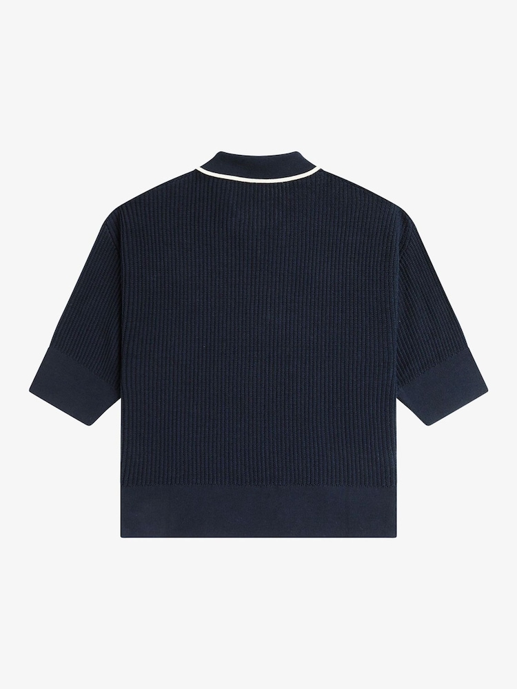 Fred Perry Open-Collar Mesh Knit-Shirt - Image 2 of 2