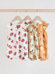 Multi Bright Fruit Baby Printed Rompers 3 Pack - Image 1 of 12