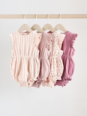 Pink Baby Printed Rompers 4 Pack - Image 1 of 12