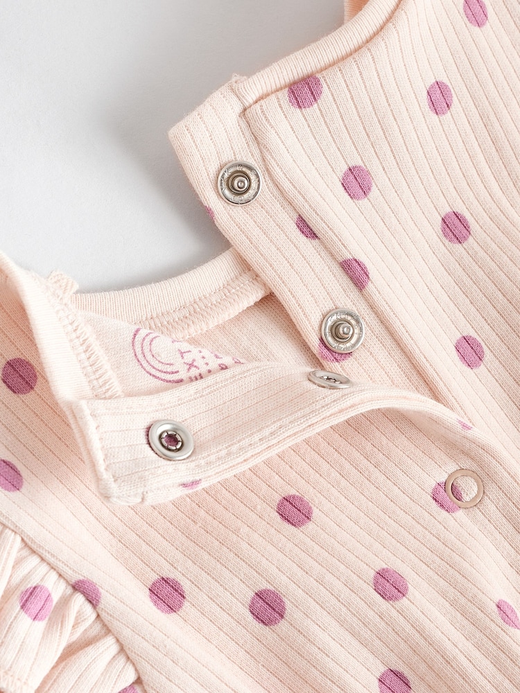 Pink Printed/Spot - Frill 4 Pack Baby Rompers - Image 12 of 12 Pink Printed/Spot - Frill 4 Pack Baby Rompers - Image 12 of 12