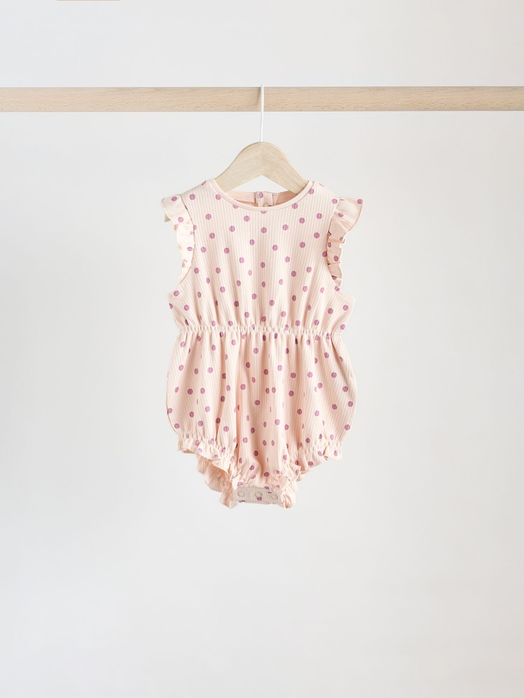 Pink Baby Printed Rompers 4 Pack - Image 6 of 12