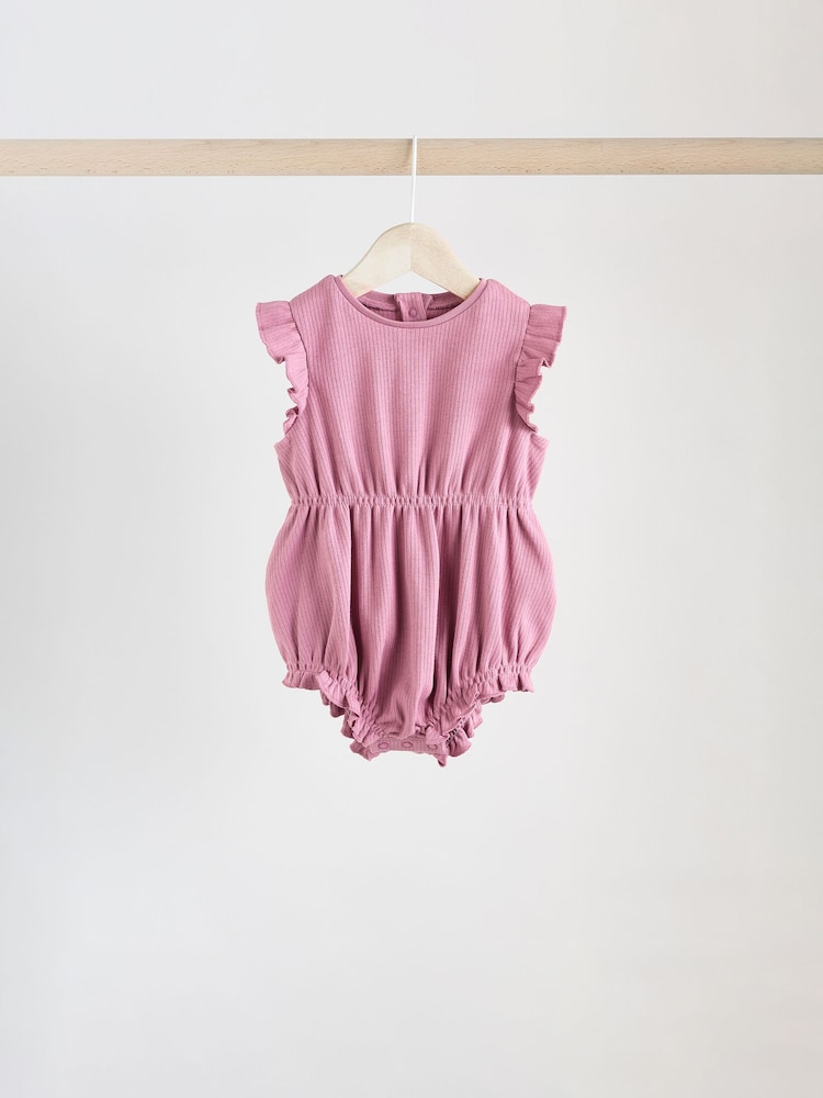 Pink Baby Printed Rompers 4 Pack - Image 7 of 12