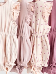 Pink Baby Printed Rompers 4 Pack - Image 8 of 12