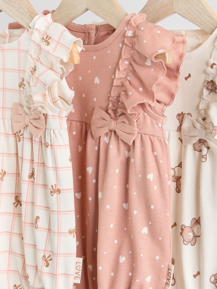 Brown and Pink Baby Rompers 3 Pack - Image 7 of 11
