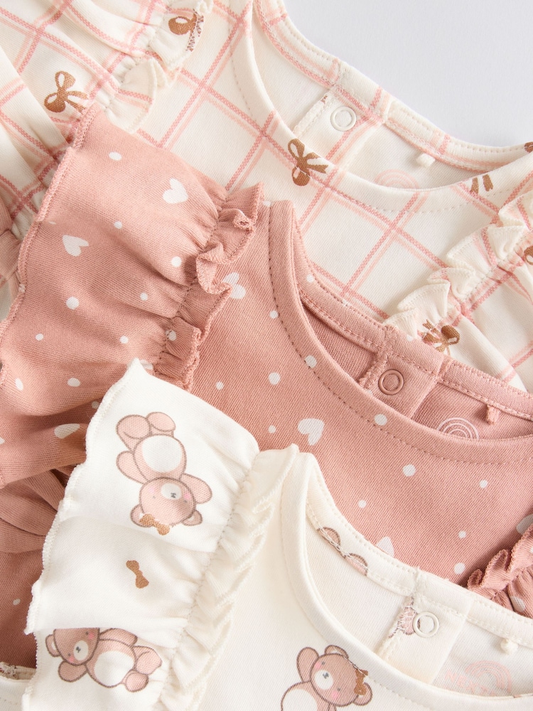 Brown and Pink Baby Rompers 3 Pack - Image 8 of 11