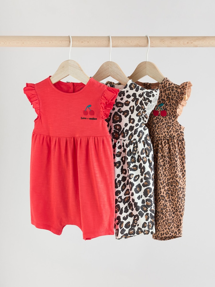 Red Baby Printed Rompers 3 Pack - Image 1 of 15