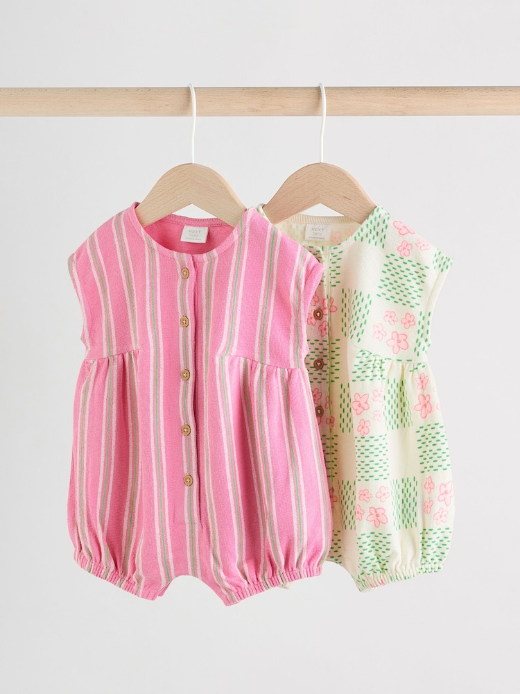 Green and Pink Printed - Pack de 2 peleles de punto para bebé - Imagen 1 de 1