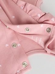 Ecru/Pink Printed Baby Rompers 4 Pack - Image 11 of 12