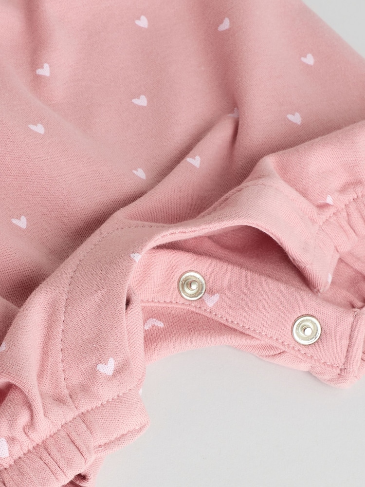 Ecru/Pink Printed Baby Rompers 4 Pack - Image 12 of 12