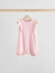 Ecru/Pink Printed Baby Rompers 4 Pack - Image 5 of 12