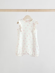 Ecru/Pink Printed Baby Rompers 4 Pack - Image 6 of 12
