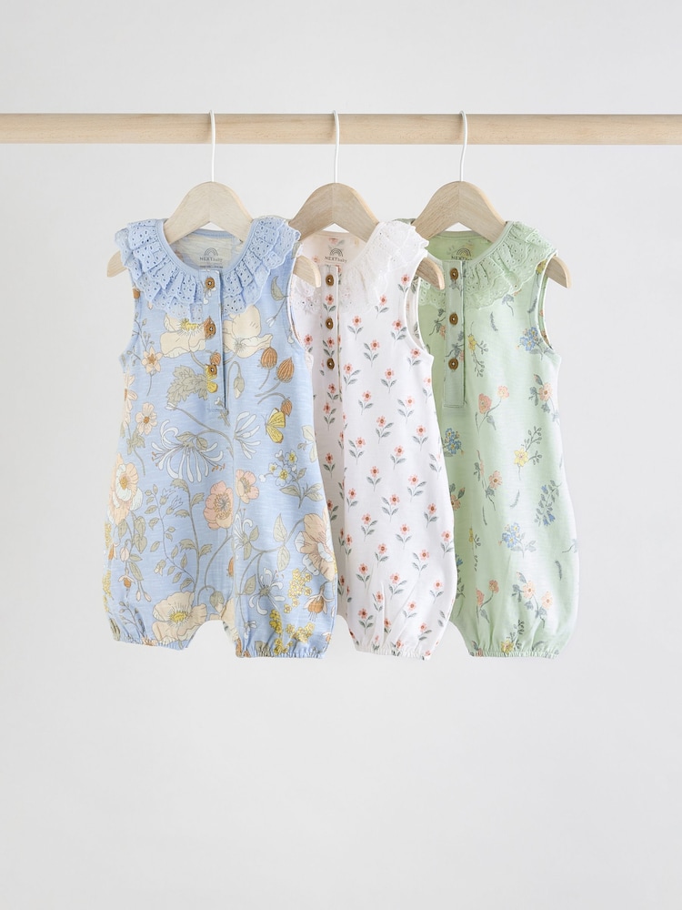 Blau und Pink - Baby-Strampler mit Print, 3er-Pack - Bild 1 von 11 Blau und Pink - Baby-Strampler mit Print, 3er-Pack - Bild 1 von 11