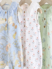 Blue/Pink Baby Printed Rompers 3 Pack - Image 10 of 11