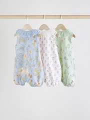 Blue/Pink Baby Printed Rompers 3 Pack - Image 2 of 11